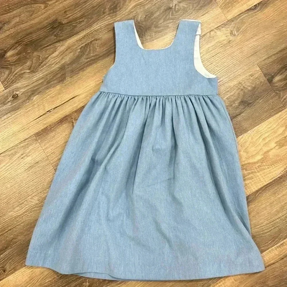 Vintage Kelly’s Kids Light Wash Denim Style Jean Dress with Lamb Size 5 Girls - Picture 5 of 9